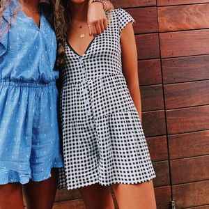 gingham black and white romper